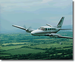 Iona's Cessna 404 Titan Ambassador, EI-BUM. Available for air-taxi and charter work.